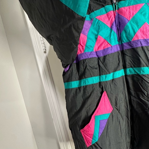 VTG 80’s Huband for Her Puffer Jacket. Geometric pattern Pink, Purple, Teal. Sm - Picture 13 of 15